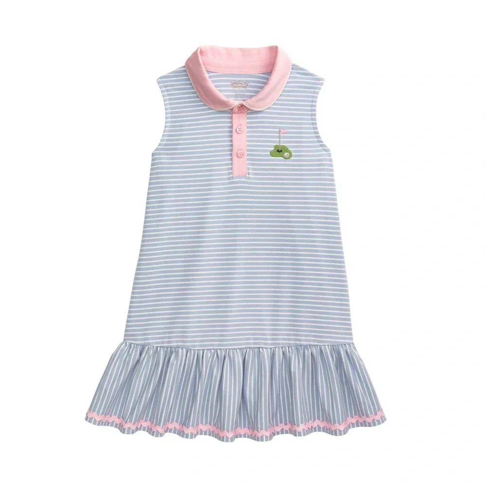 Mud Pie Blue and Pink Striped Golf Casual Dress 12-18 months 2T 3T 4T 5T - Picture 1 of 3